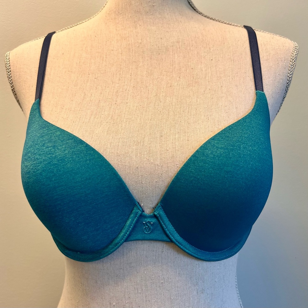 Victoria’s Secret Padded Teal with Navy Underwire Bra 36B